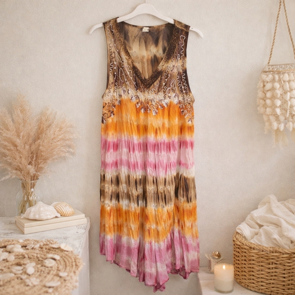 Bohemian Tie-Dye Sleeveless Dress